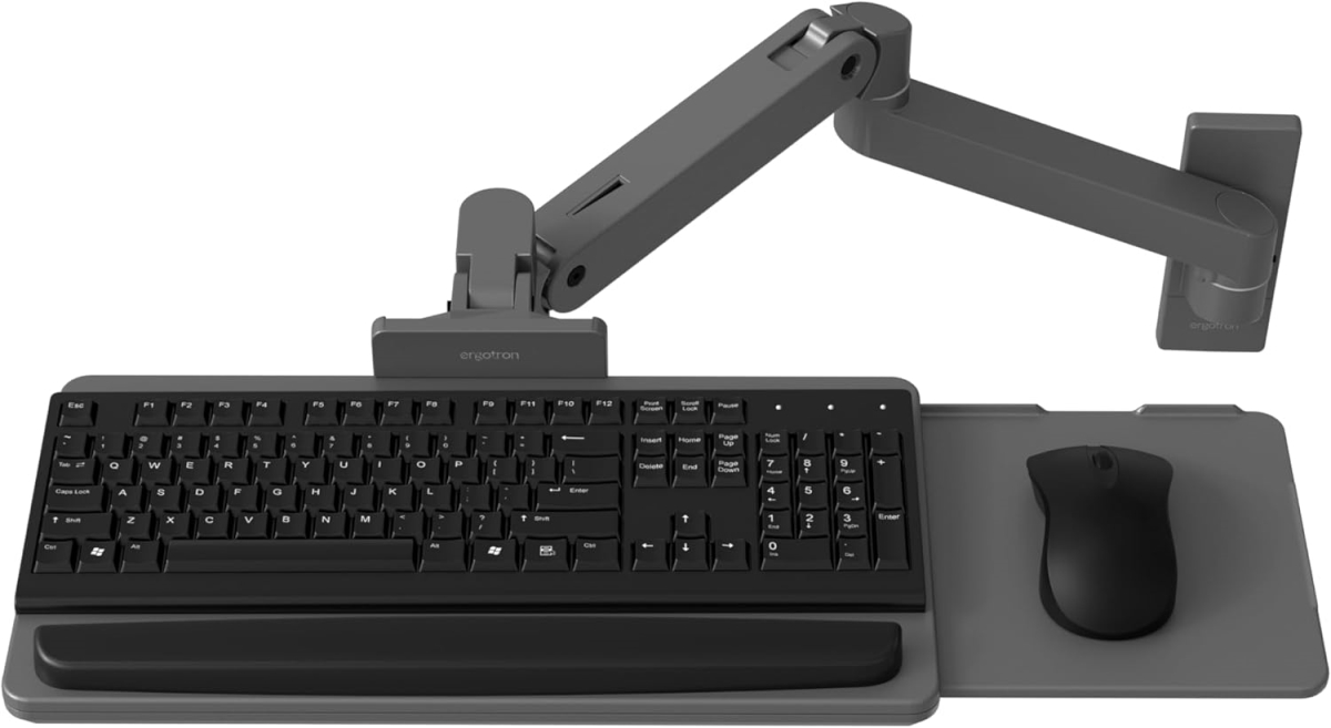 Picture of Ergotron 45-685-293 Upgraded LX Pro Premium Arm Wall Mount Adjustable Keyboard Tray - Dark Gray