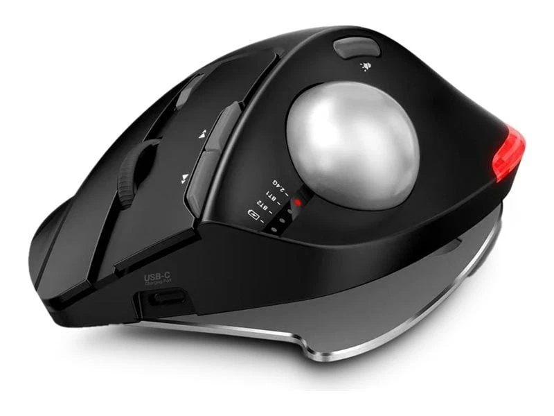 EMT01UF Ergo Pro Max Bluetooth & 2.4 Ghz Ergonomic Mouse with Trackball & Adjustable Tilt - Black