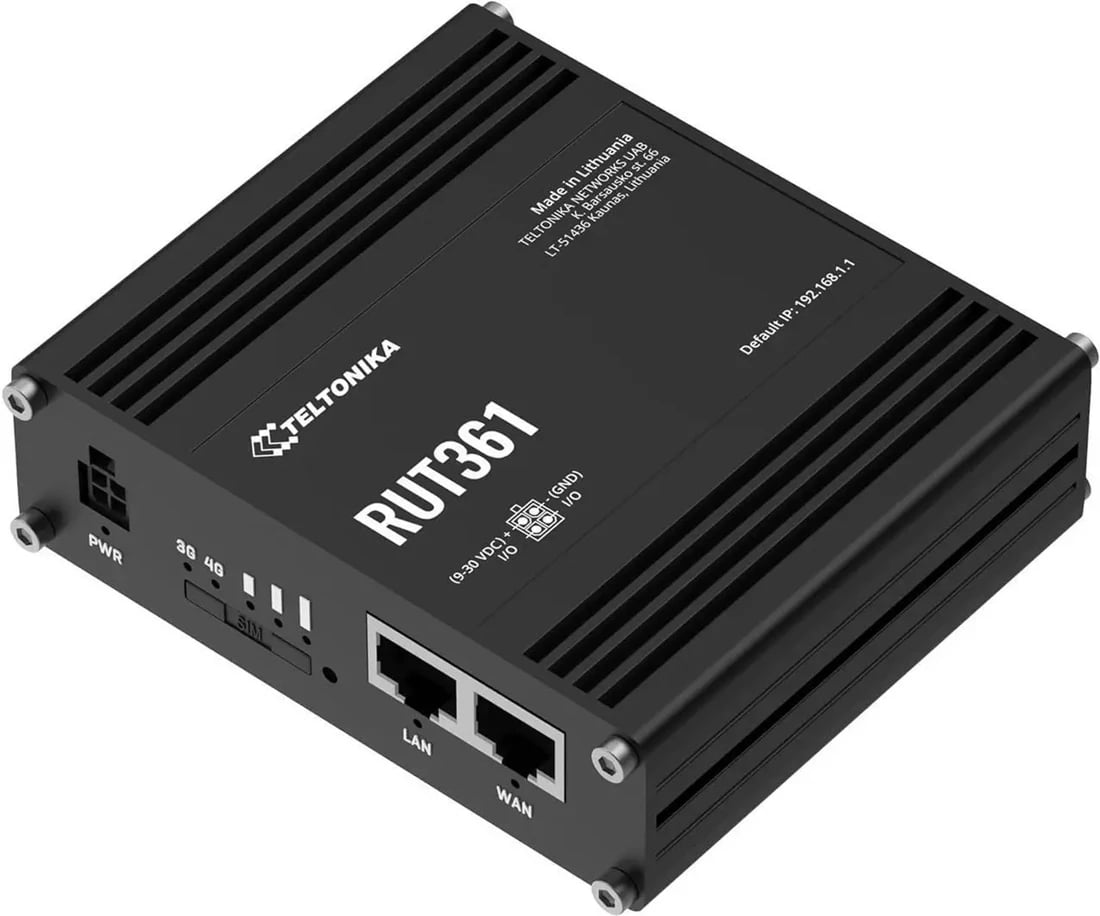 RUT361200800 4G LTE Industrial Cellular Wireless Router - Black