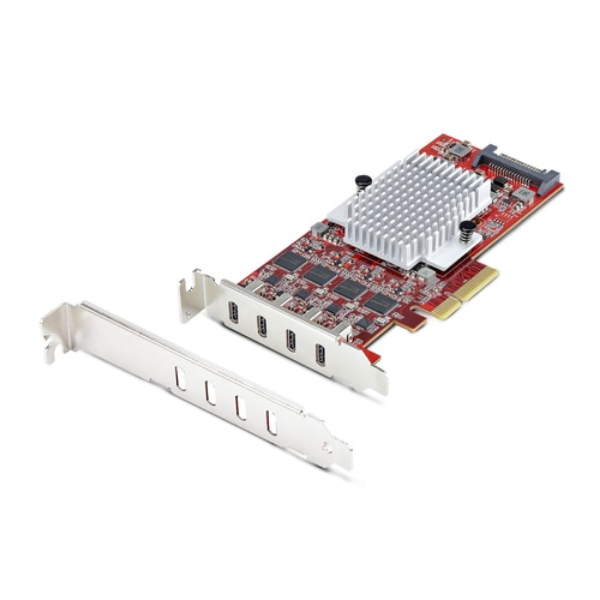 P10Q4C-USB-CARD-LP 4-Port USB Type-C PCIe Card, USB-C 10Gb, 4x Controllers