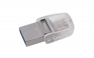 Kingston 128GB Digital Data Traveler MicroDuo 3c USB 3.2 Type-C Flash Drive (5 Pack) (DTDUO3C/128GB) Type-A Transfer 100mb/s Read Memory Pen Drive Bundle with (1) Everything But Stromboli Lanyard