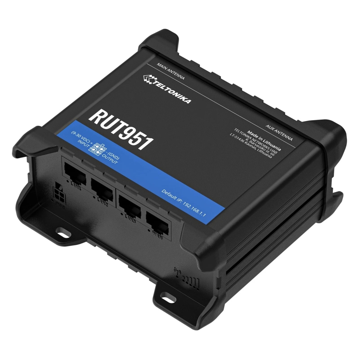 RUT951A10P00 Industrial PoE Plus Cellular Router with 4G LTE CAT4 Connectivity, Dual SIM