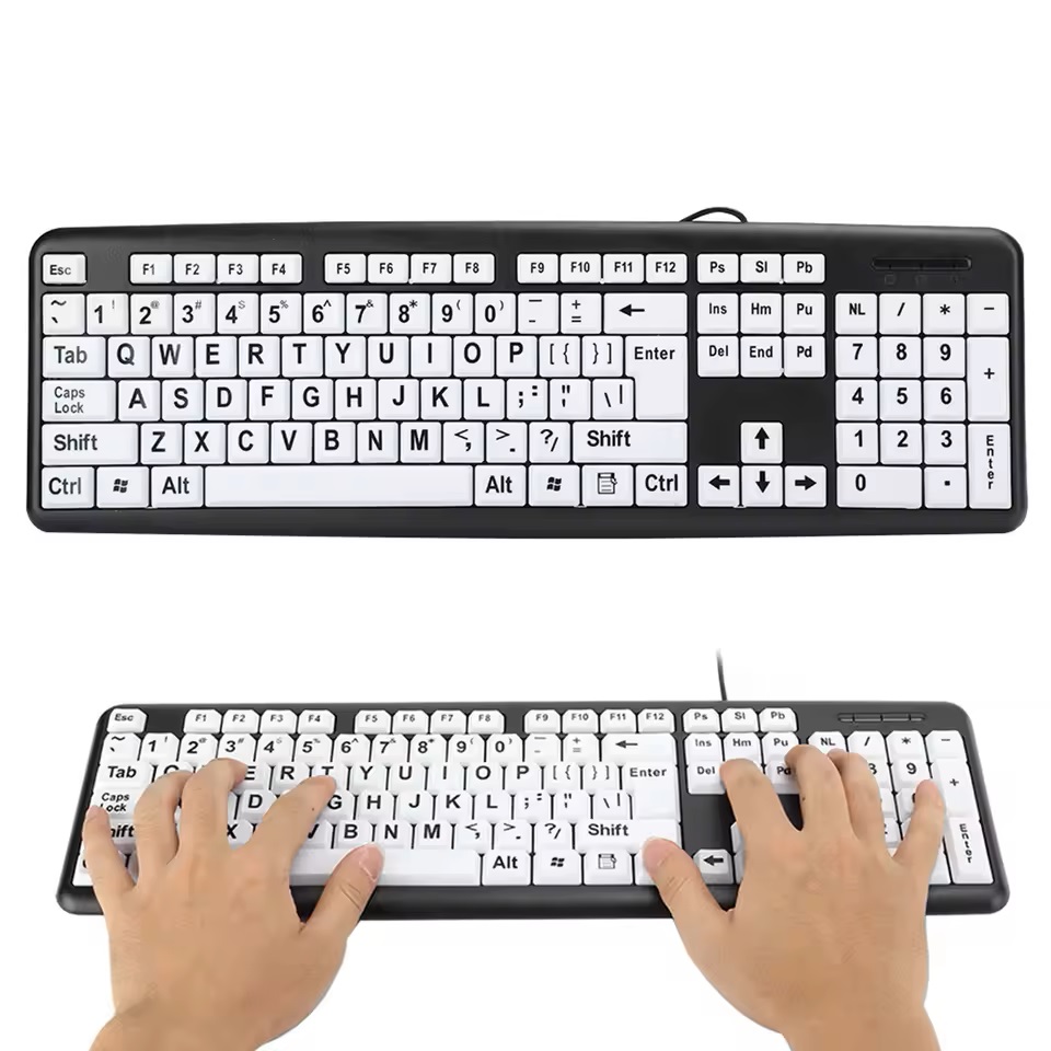 CST105LPY Large Print 104 Soft Touch White with Black Letters Keyboard