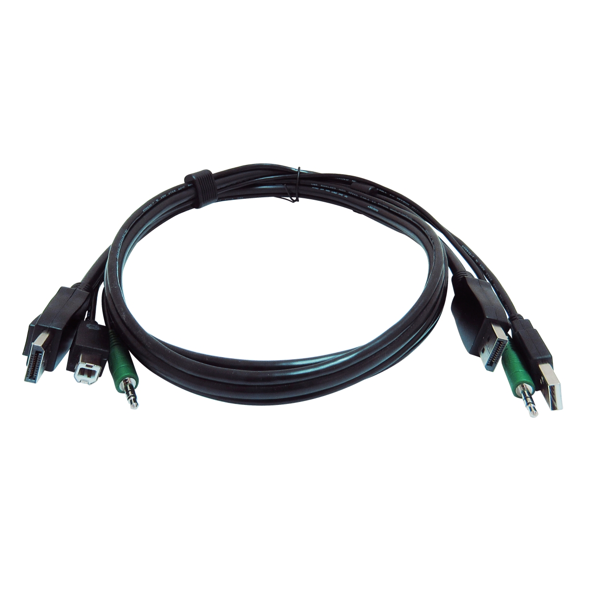 Black Box SKVMCBL-DP-06TAA 6 ft. Secure KVM Cable - Each End 1 USB, 1 DisplayPort & 1 3.5mm Audio - TAA Compliant