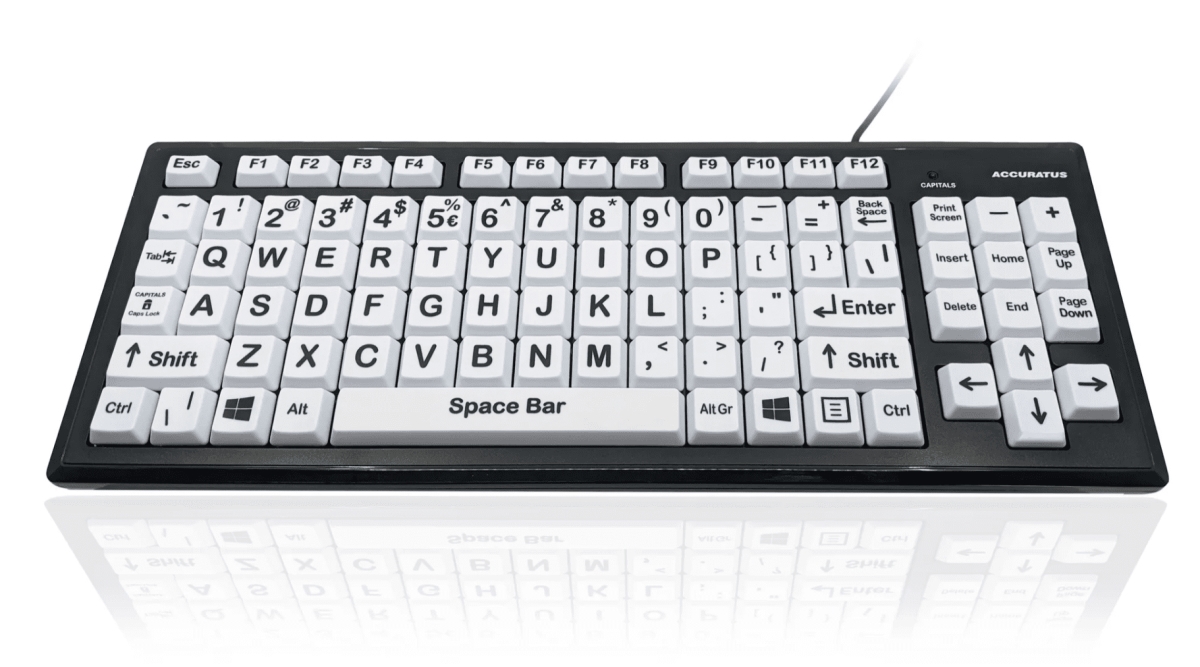 KYB-MON2BLK-UCUS Vision Impairment Black & White Keyboard with Extra Large Keys