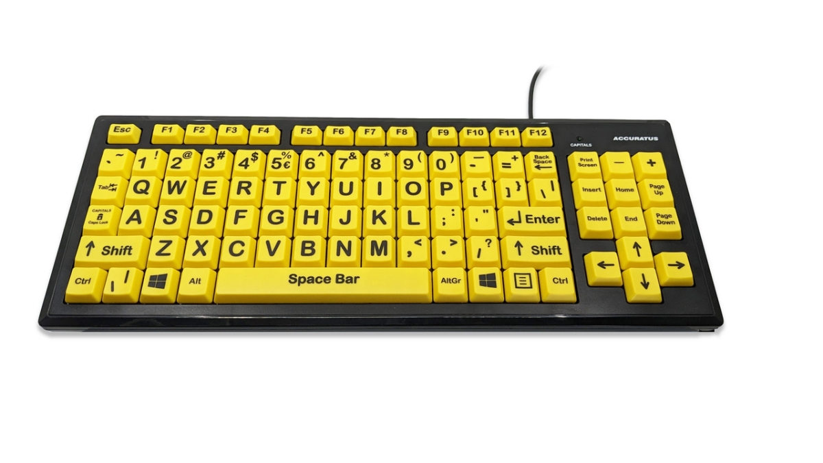KYB-MON2VIS-UCUS Vision Impairment Black & Yellow Keyboard with Extra Large Keys