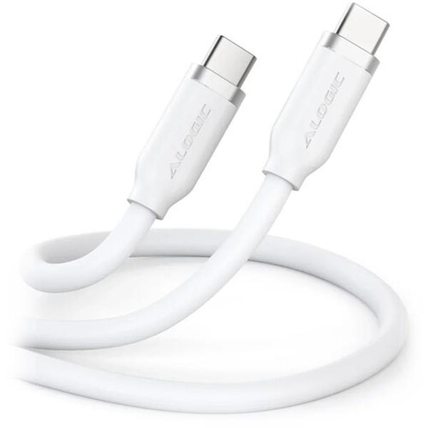 ELSI5U2CCWH1 1 m Elements Silicone 5A & 240W USB2 USB-C to C Male Cable with Cable Tie, White