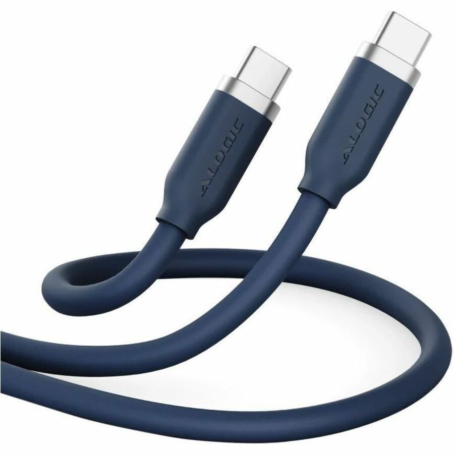 ELSI5U2CCTB1 1 m Elements Silicone 5A & 240W USB2 USB-C to C Male Cable with Cable Tie, Titanium Blue
