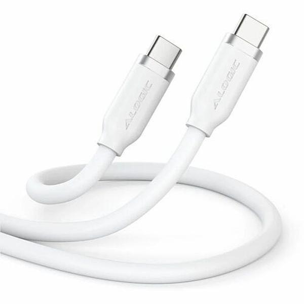 ELSI5U2CCWH2 2 m Elements Silicone 5A & 240W USB2 USB-C to C Male Cable with Cable Tie, White