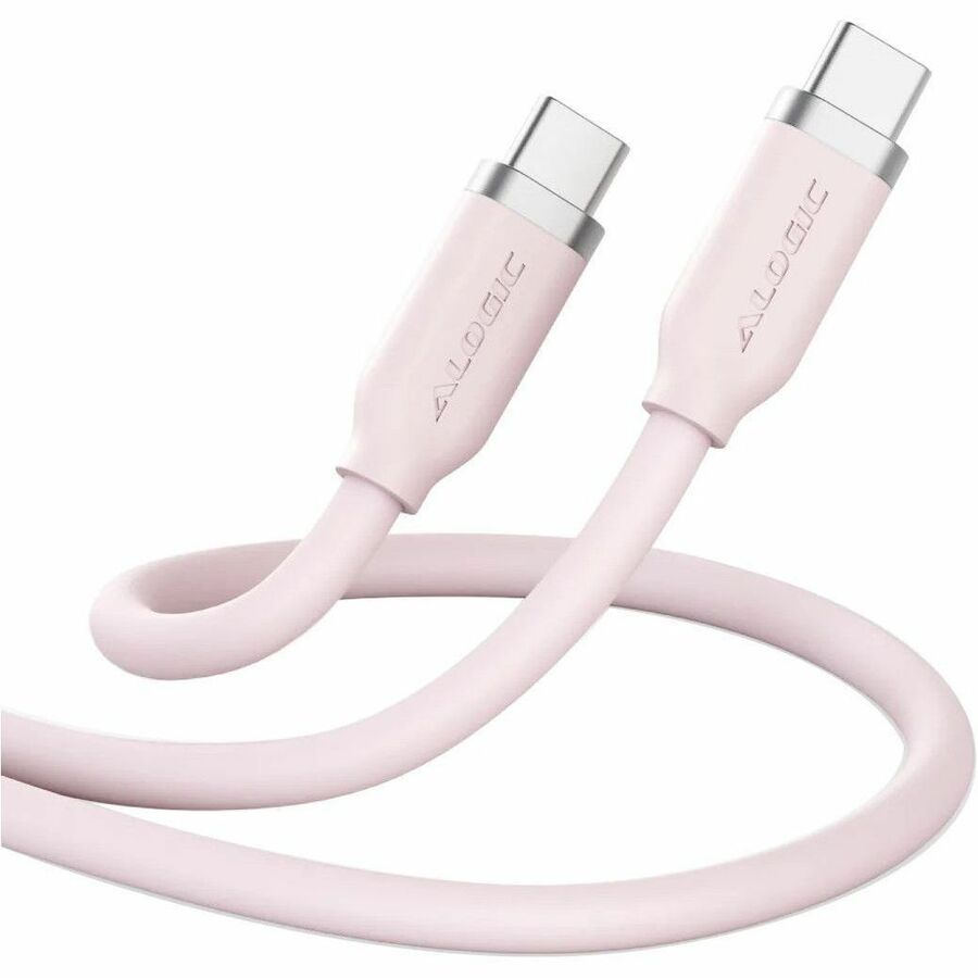 ELSI5U2CCPK1 1 m Elements Silicone 5A & 240W USB2 USB-C to C Male Cable with Cable Tie, Pink