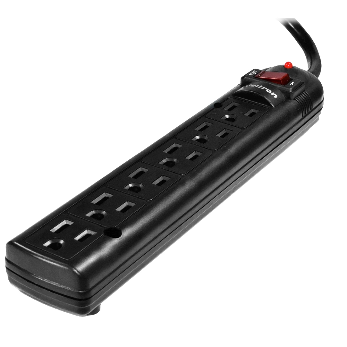 Weltron WSP-600PLF-6BK 6 Outlet Power Strip 525 Surge Protector with 6 ft. Cord, Black
