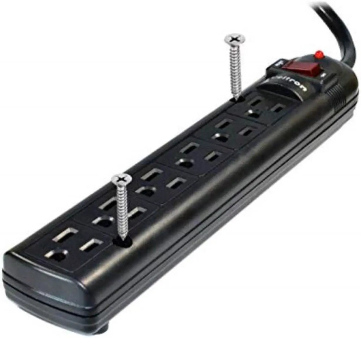 Weltron WSP-600PLF-3BK 6-Outlet Black Plastic Surge Protector with Full 3 Lines Surge, 750 Joules - EMI-RFI