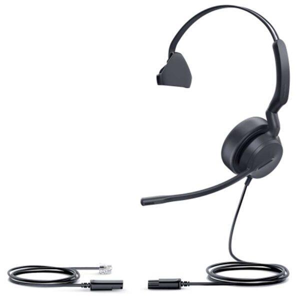 1308232 Leather Call Center Mono Headset with Noise-Cancelling Microphone, Black