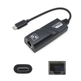 Picture of Add-On-Computer Peripherals USBC2RJ45F USB 3.1 Type Male to RJ-45 Ethernet Adapter&#44; Black