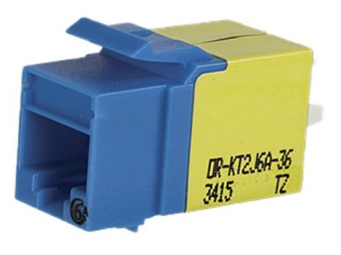 KT2J6A-36 Cat6A Ortronics Keystone Jack With Lacing Cap Termination, Blue