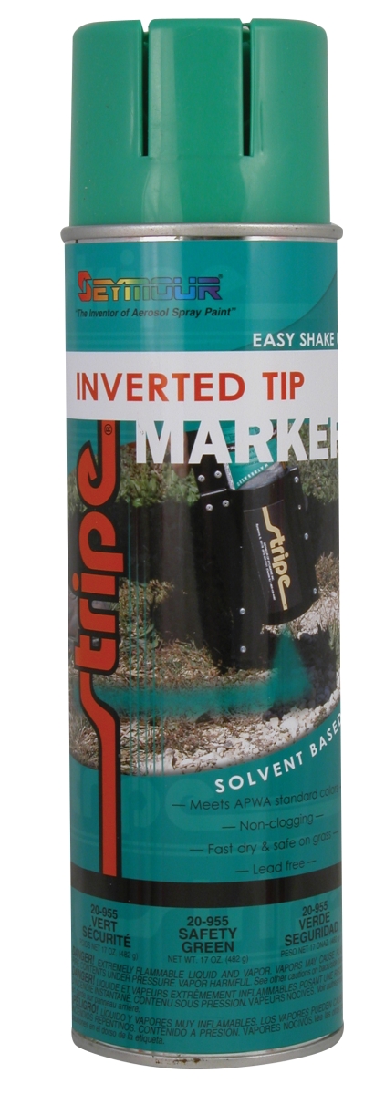 20-955 20 oz Stripe Inverted Tip Solventbase Marker, Safety Green - Pack of 12