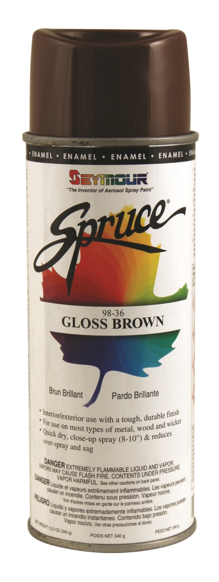 98-36 16 oz Spruce General Use Enamels Spray Paint, Gloss Brown - Pack of 12