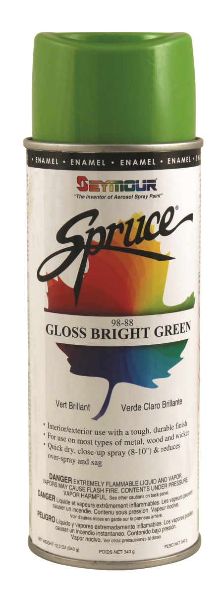 16 oz Spruce General Use Enamels Spray Paint, Gloss Bright Green - Pack of 12