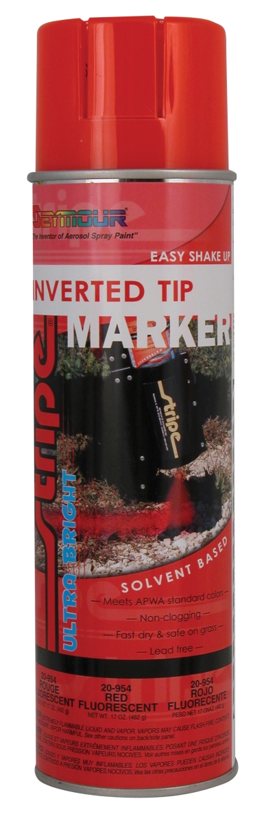 20-954 20 oz Stripe Inverted Tip Solventbase Marker, Red Fluorescent - Pack of 12