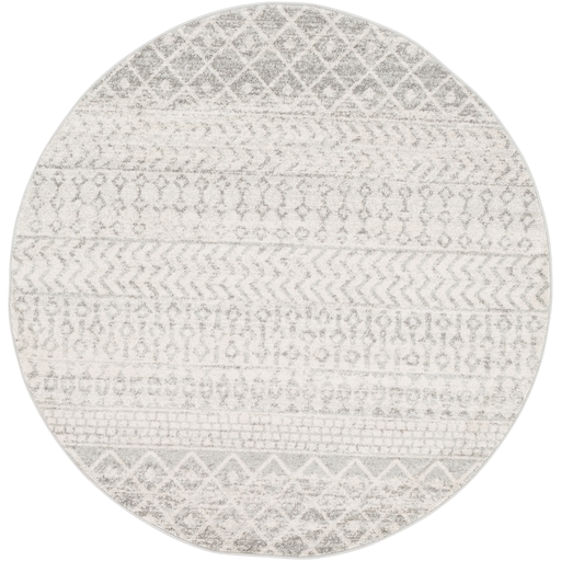ELZ2308-710RD 7 ft. 10 in. Elaziz Round Area Rug, Light Gray, Medium Gray & White
