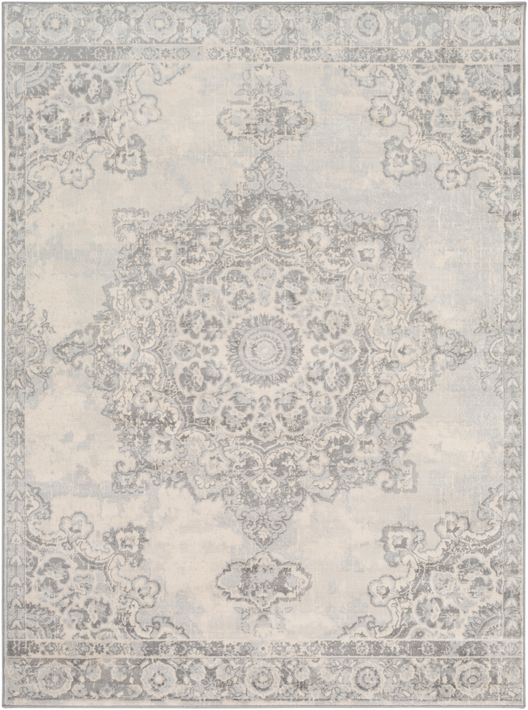 MOC2301-1616 18 in. Monaco Area Rug, Silver Gray, Medium Gray & Cream