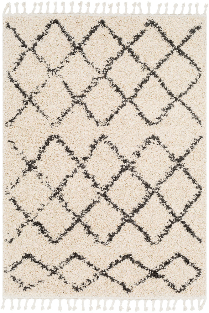 BBE2300-35 3 x 5 ft. Berber Shag Area Rug, Charcoal & Beige