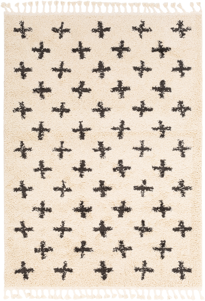 BBE2310-5373 5 ft. 3 in. x 7 ft. 3 in. Berber Shag Area Rug, Charcoal & Beige -  Livabliss