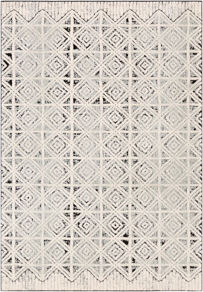 DSM2305-1616 18 in. Dersim Area Rug, Light Gray, White & Black