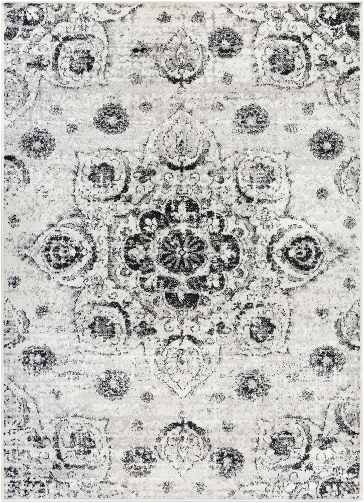 SEV2310-1616 18 in. Seville Area Rug, Medium Gray, Black & White