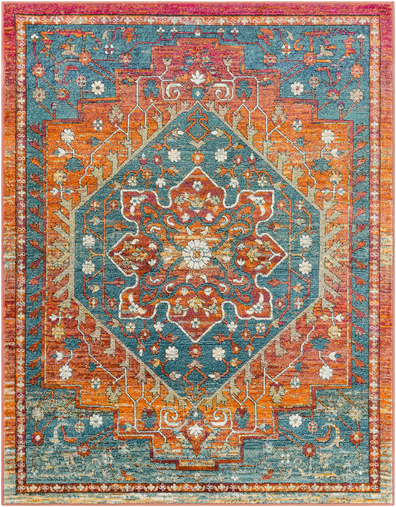 HER2301-1616 18 in. Herati Area Rug, Bright Orange