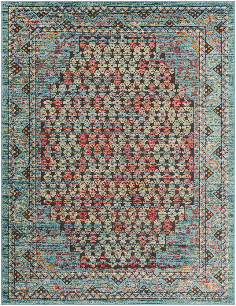 HER2310-1616 18 in. Herati Area Rug, Bright Blue