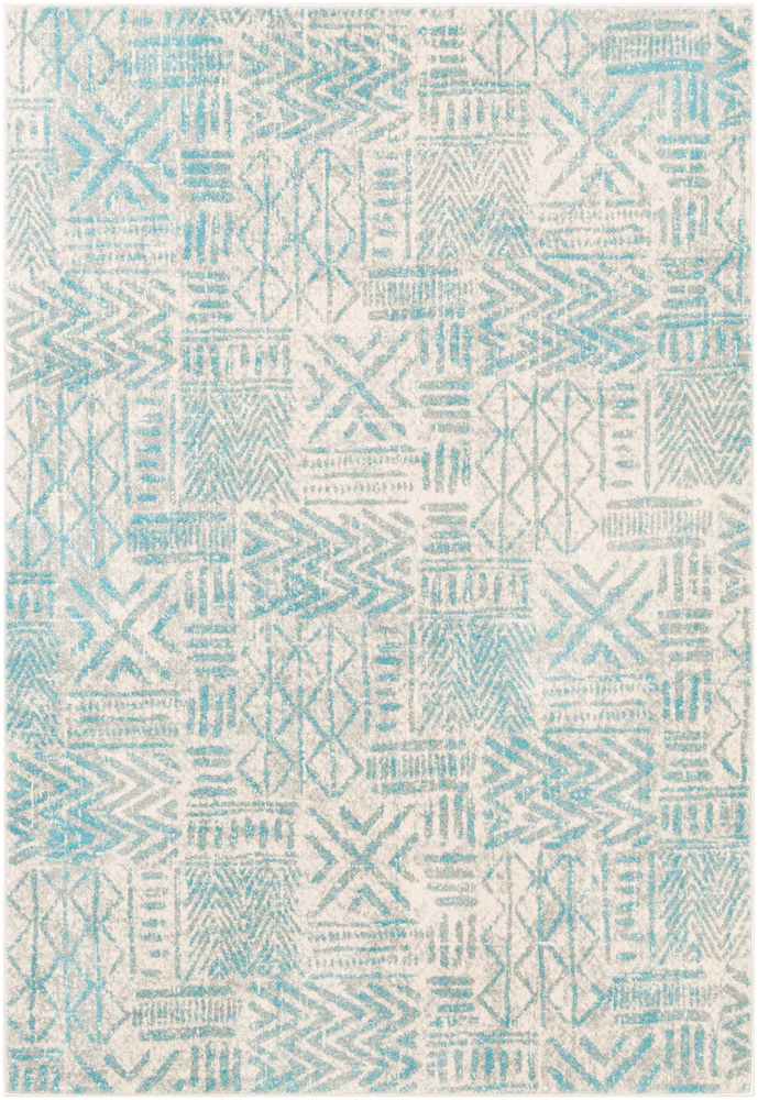 HAP1094-1616 18 in. Harput Area Rug, Aqua, Light Gray & White