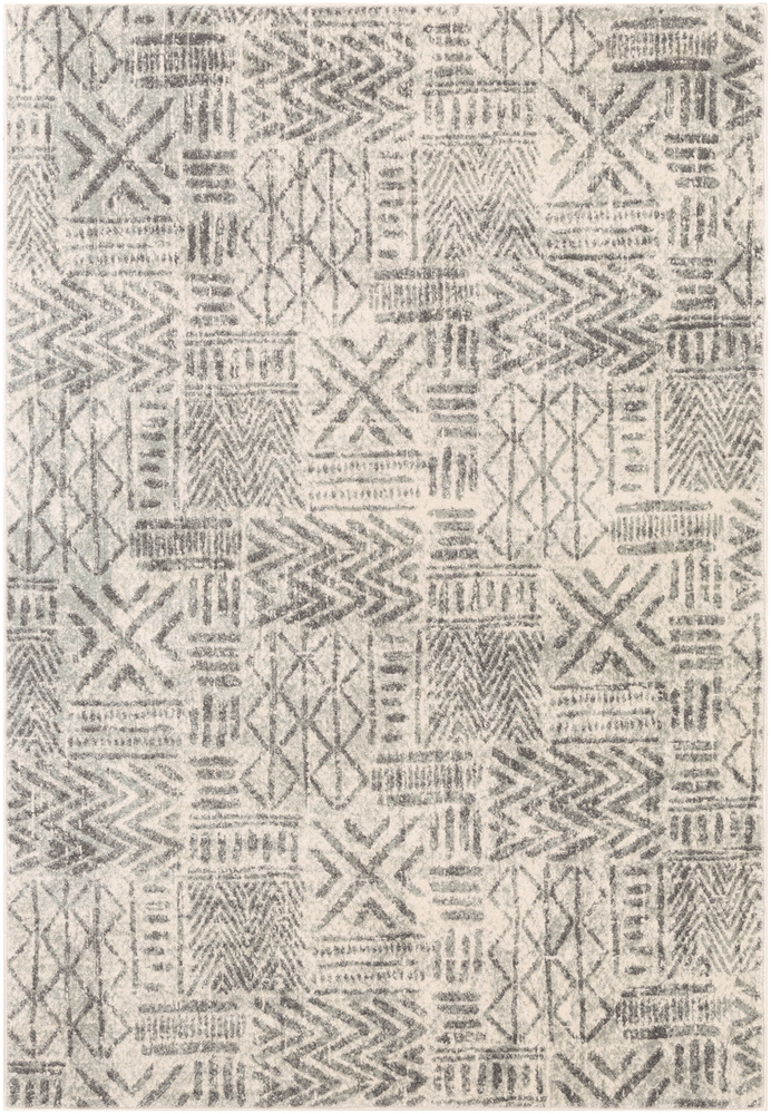 HAP1099-1616 18 in. Harput Area Rug, Charcoal, Light Gray & White