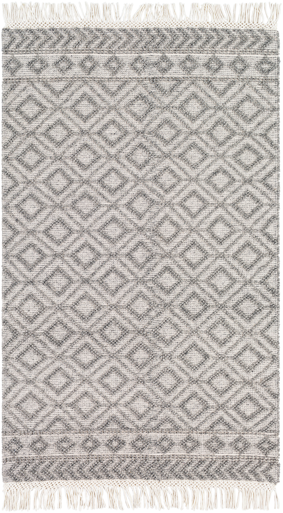 FTS2302-1616 18 in. Farmhouse Tassels Area Rug, Black & White