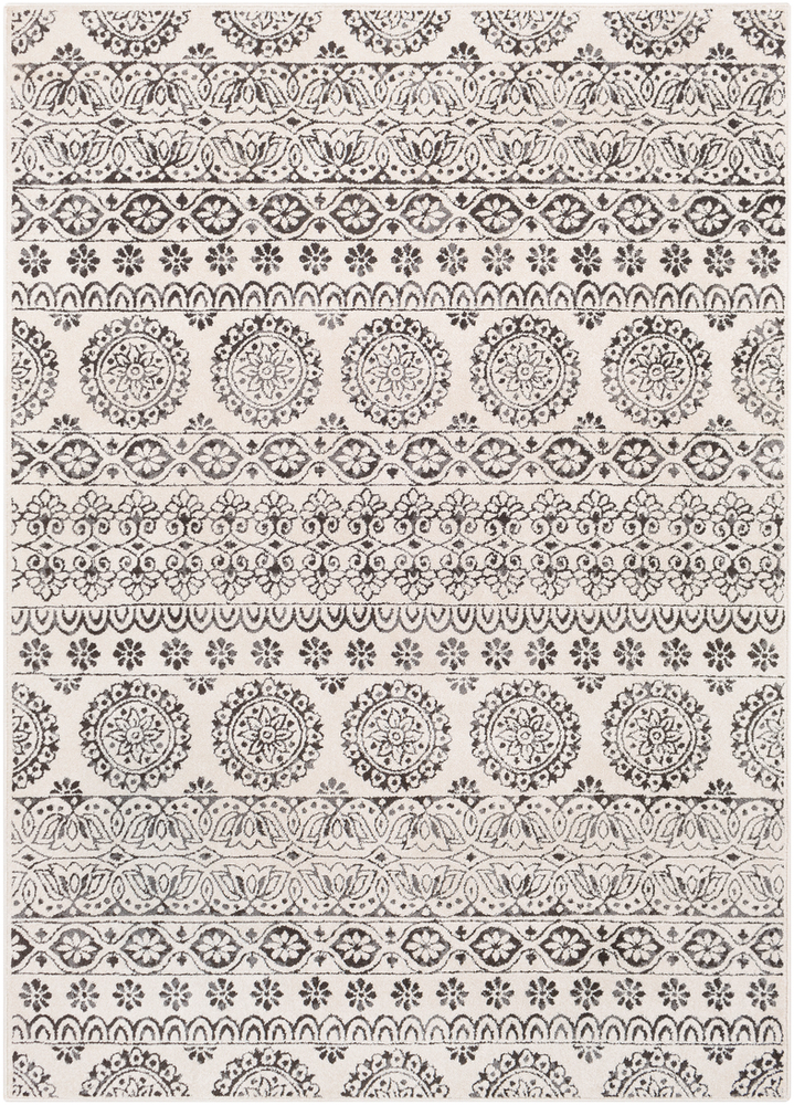 BHR2323-710103 7 ft. 10 in. x 10 ft. 2 in. Bahar Machine Woven Rug, Charcoal, Beige & Medium Gray