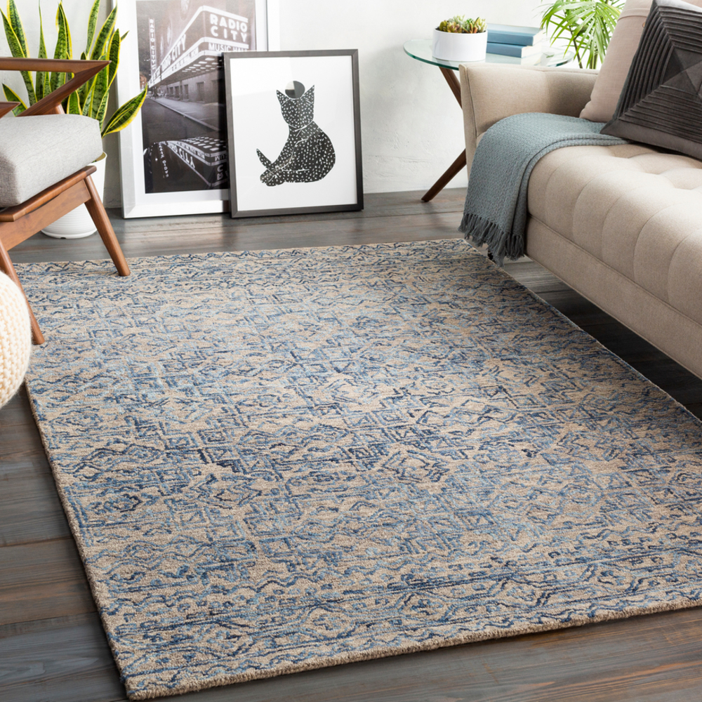 NCS2308-46 4 x 6 ft. Newcastle Hand Tufted Rug, Denim & Khaki