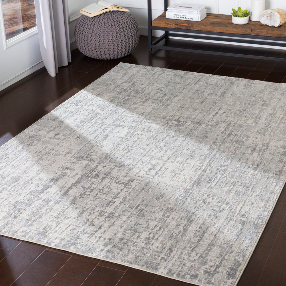 AIS2305-1215 12 x 15 ft. Aisha Machine Woven Rug, Light Gray, Medium Gray & White