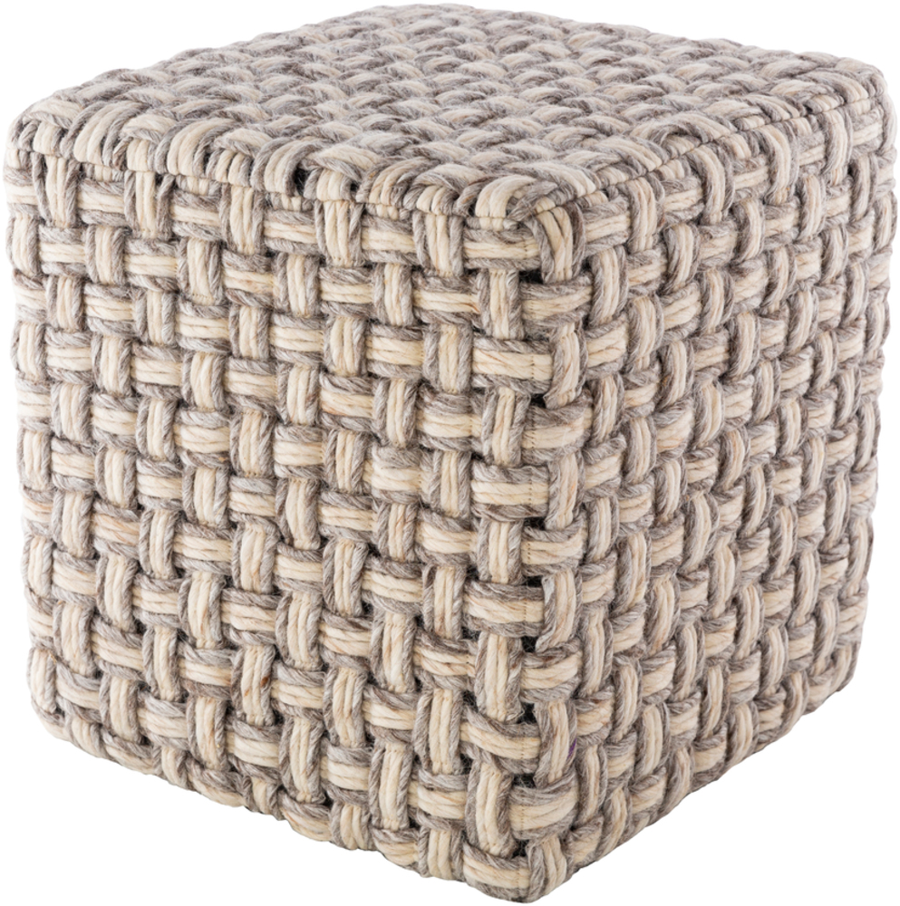 CDPF001-181818 18 x 18 x 18 in. Cordoba Hand Woven Pouf, Camel & Cream -  Livabliss