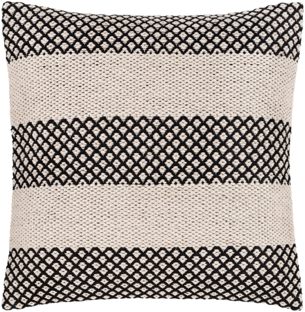 RDE003-2020 20 x 20 in. Ryder Woven Pillow Cover, Black & Ivory