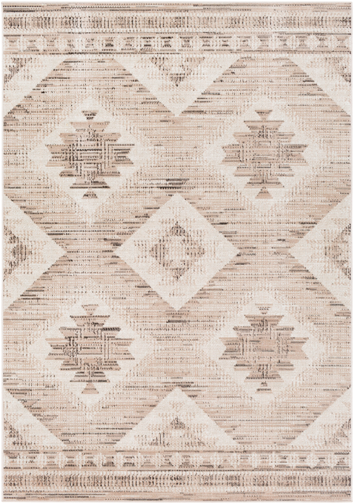 ETS2341-23 2 ft. x 2 ft. 11 in. Rafetus Machine Woven Rug, Camel, Black & White