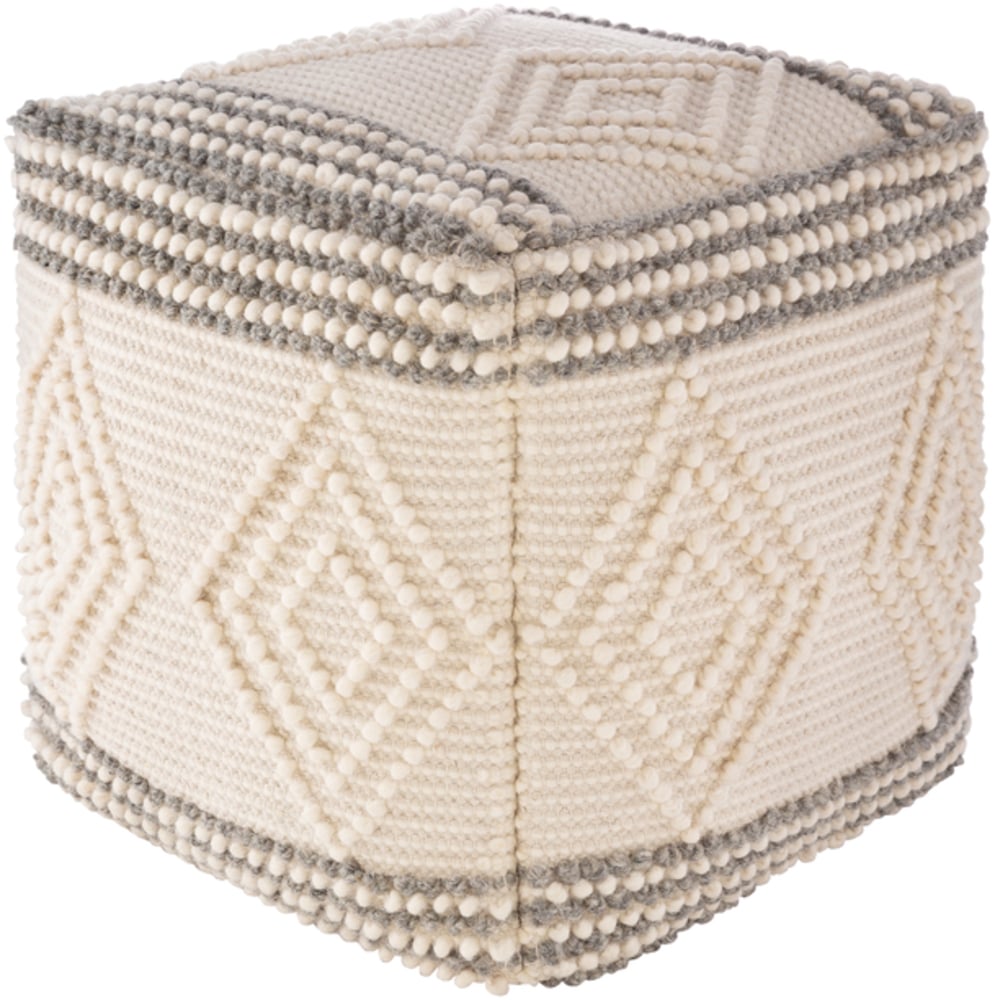 HGPF003-181818 18 x 18 x 18 in. Hygge Removable Cover Pouf, Charcoal & White -  Livabliss