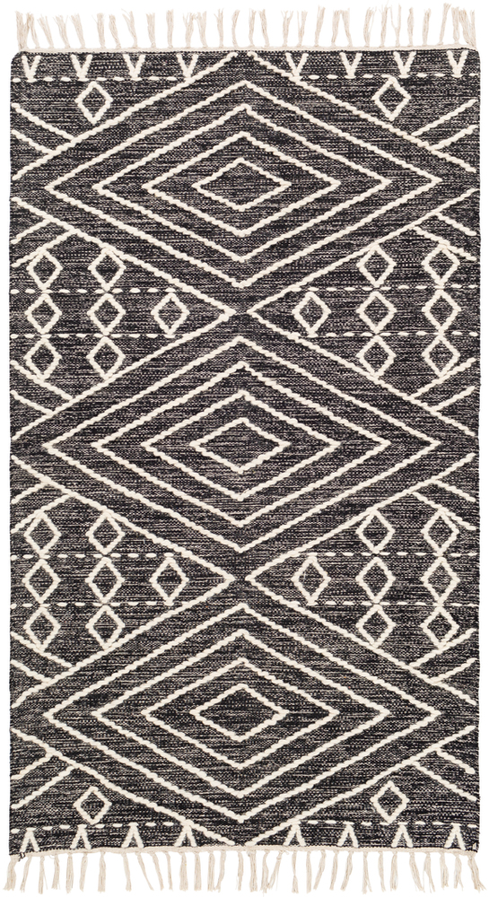 BDO2300-35 3 x 5 ft. Bedouin Hand Loomed Rug, Black & Cream