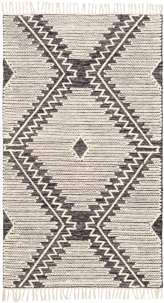 BDO2302-35 3 x 5 ft. Bedouin Hand Loomed Rug, Black & Cream
