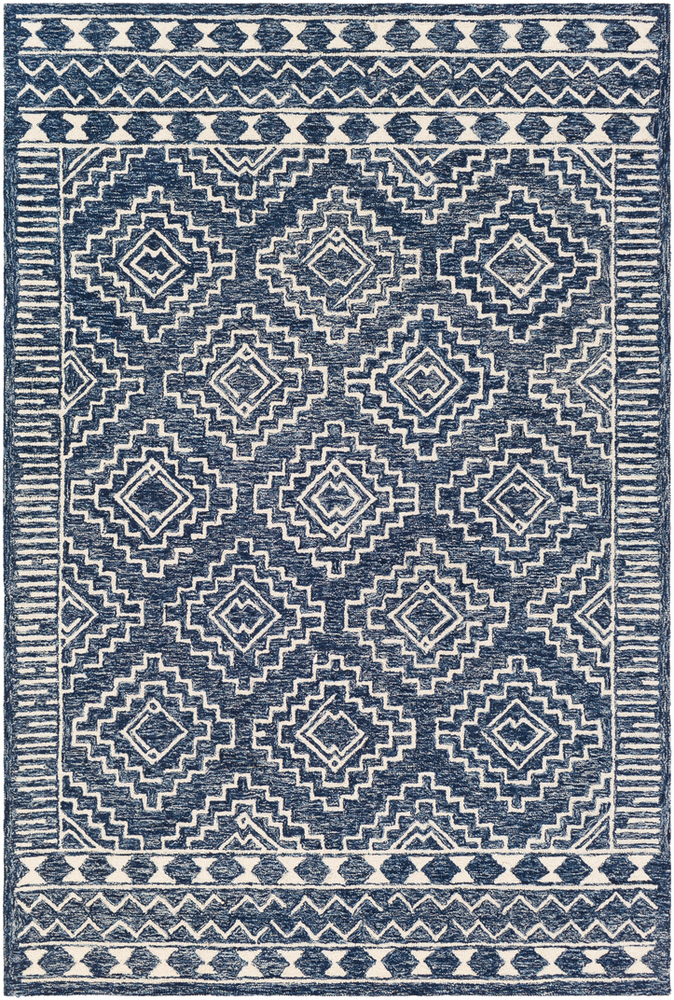 GND2322-810 8 x 10 ft. Granada Hand Tufted Rug, Dark Blue, Denim & Ivory