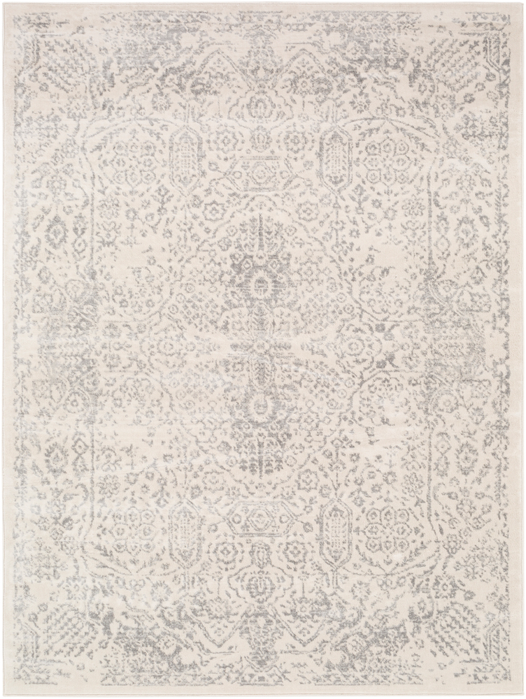 ROM2314-71010 7 ft. 10 in. x 10 ft. Roma Machine Woven Rug, Medium Gray, Light Gray & White