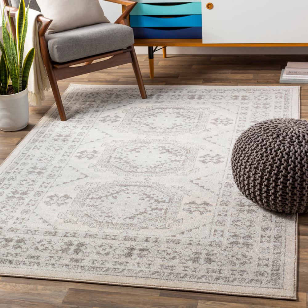 CHE2309-912 9 x 12 ft. Chester Machine Woven Rug, Light Gray, Medium Gray & Khaki