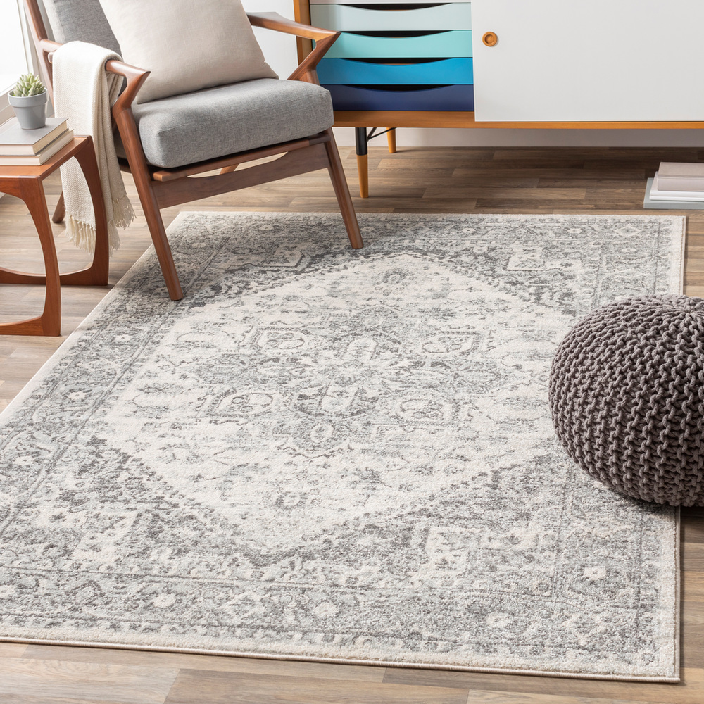 CHE2312-912 9 x 12 ft. Chester Machine Woven Rug, Light Gray, Medium Gray & Khaki