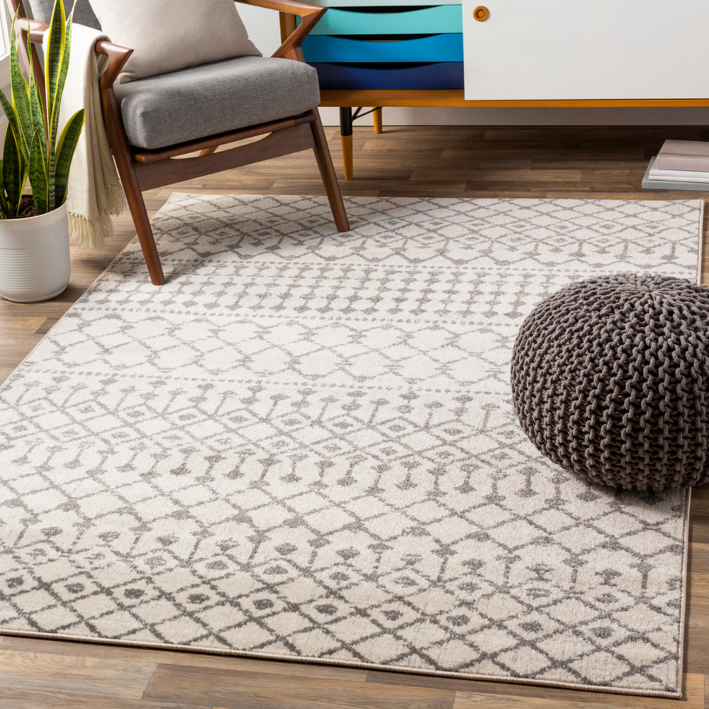 CHE2319-912 9 x 12 ft. Chester Machine Woven Rug, Medium Gray, Khaki & Light Gray