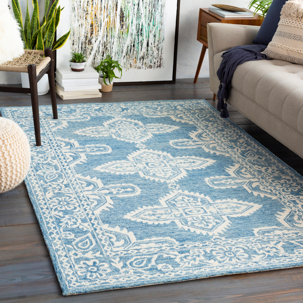 GND2300-23 2 x 3 ft. Granada Hand Tufted Rug, Pale Blue, Beige & Sky Blue