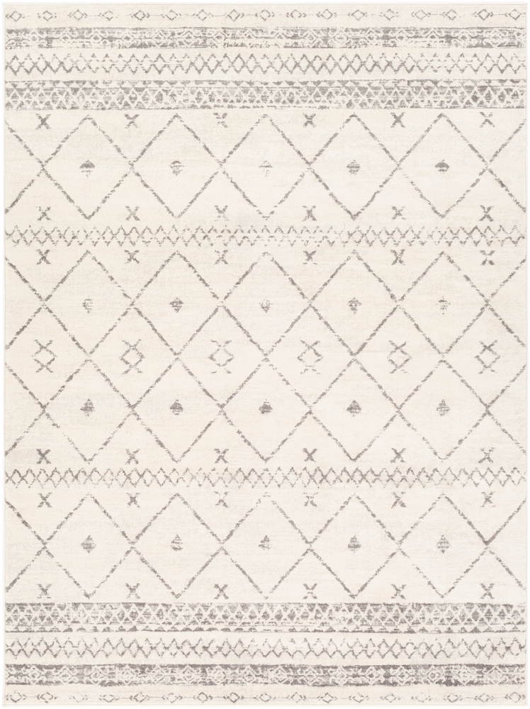 ROM2338-9123 9 ft. x 12 ft. 3 in. Roma Machine Woven Rug, White & Medium Gray